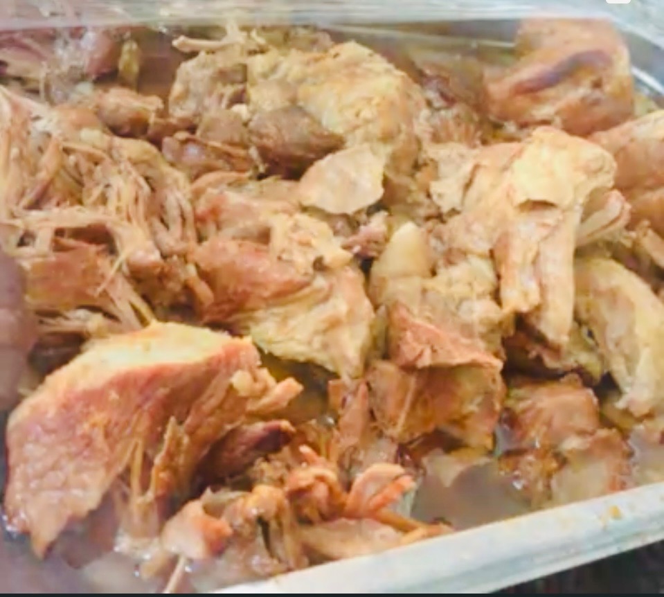 Fresh carnitas, slow-cooked pork, at Jake's Meats in Quincy, WA